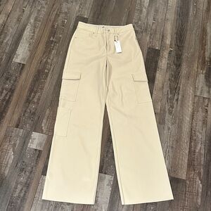 Express Cream Wide Leg Cargo Pants
